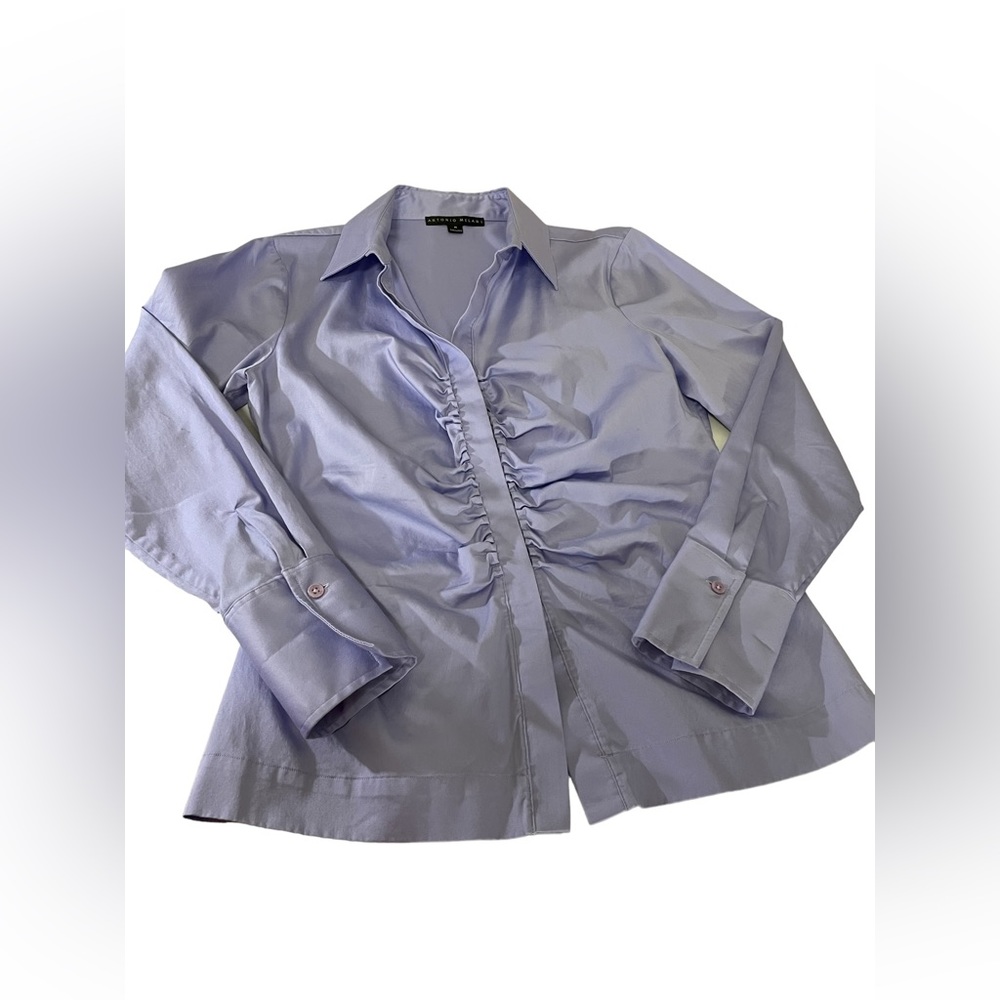 Antonio Melani Purple long Sleeves Ruched front Long Sleeves bottom down shirt